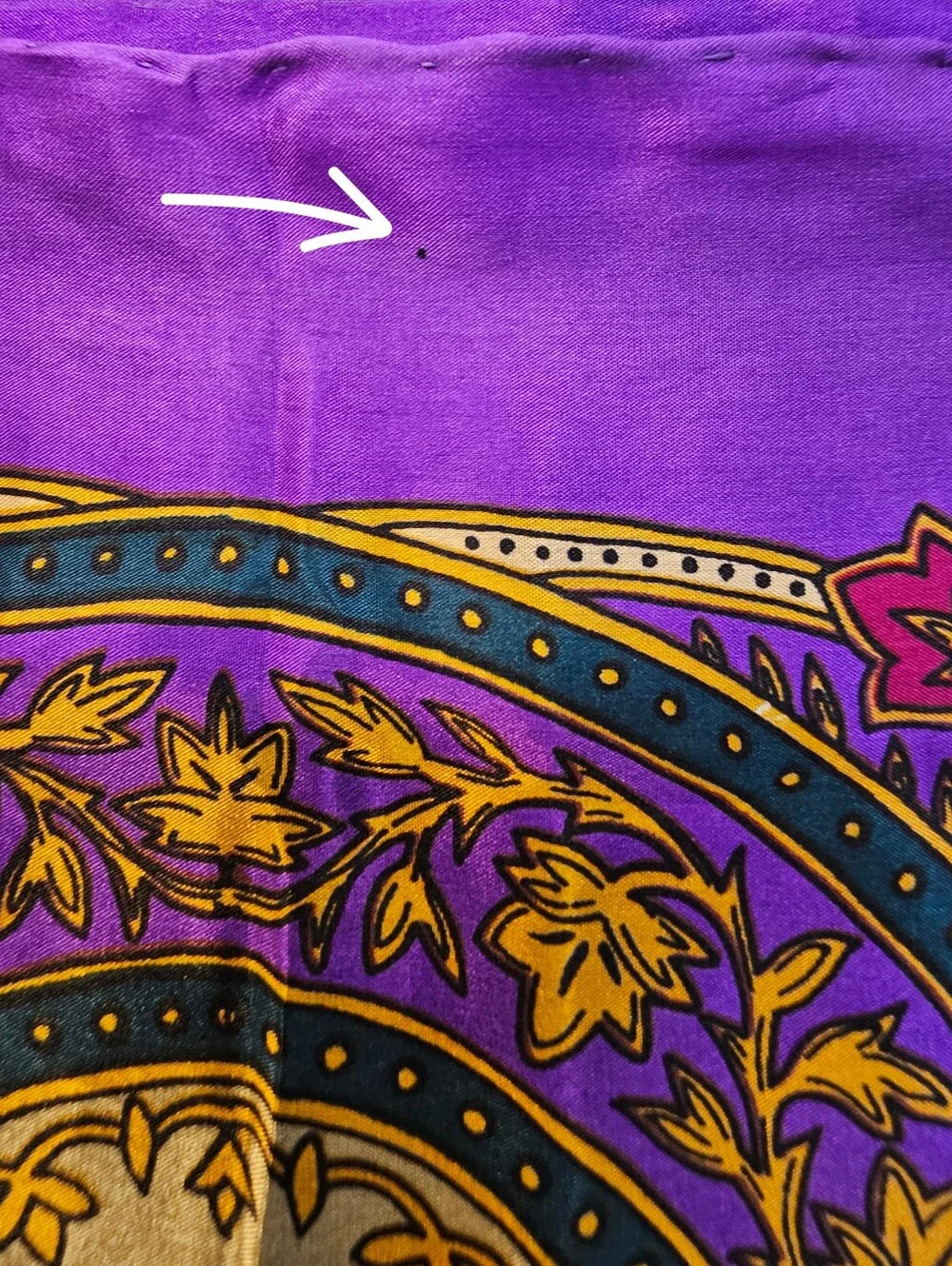 Bill Blass All Silk Vibrant Paisley Silk Scarf in Pink, Purple & Cream